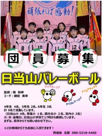 日当山バレーボールスポーツ少年団チラシ